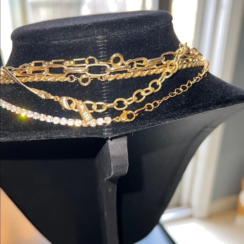Layered Gold Multi-Chain Necklace Set - Women Jewelry set of 5